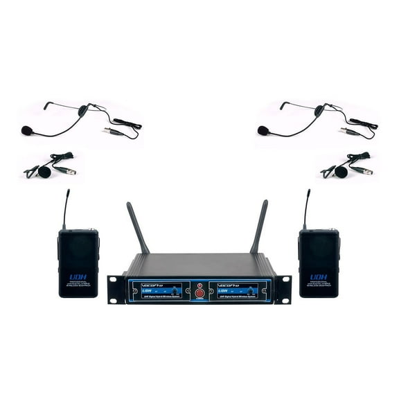 Four Channel UHF Digital Wireless Headset & Lapel Microphone
