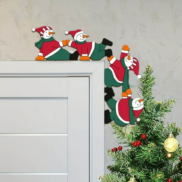 Wmhnj Decoracin navideña personalizada de madera maciza para marco de puerta esquinero, adorno colgante para fiestas navideñas, 8,4 x 7,7 pulgadas.