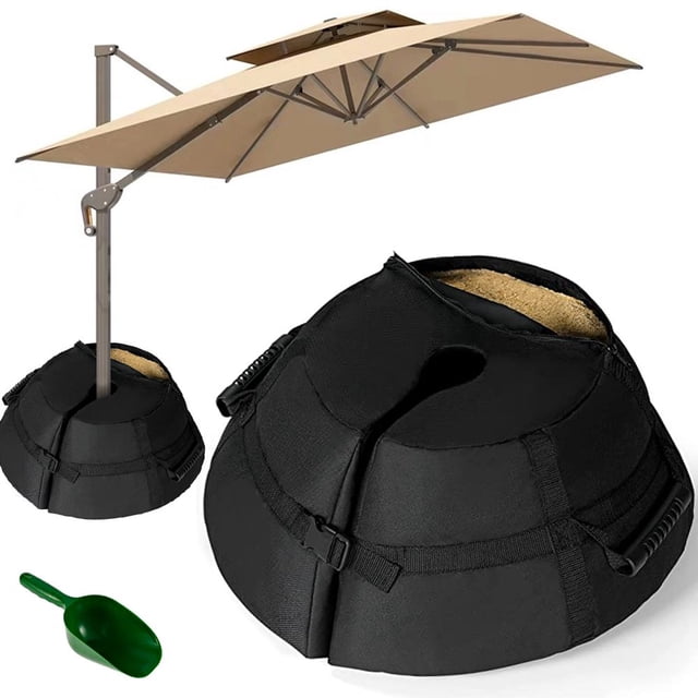 Base de Parapluie Sac de Poids 600D Sacs de Sable Robustes Résistants aux Intempéries Support de Parasol Base Noir Support de Parasol Extérieur avec Pelle pour Parasol Cour Extérieure