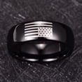 thumbnail image 4 of 8mm Black American Flag Ring for Men Tungsten Wedding Rings Domed Polished Finish Band for Engagement Anniversary, 4 of 5