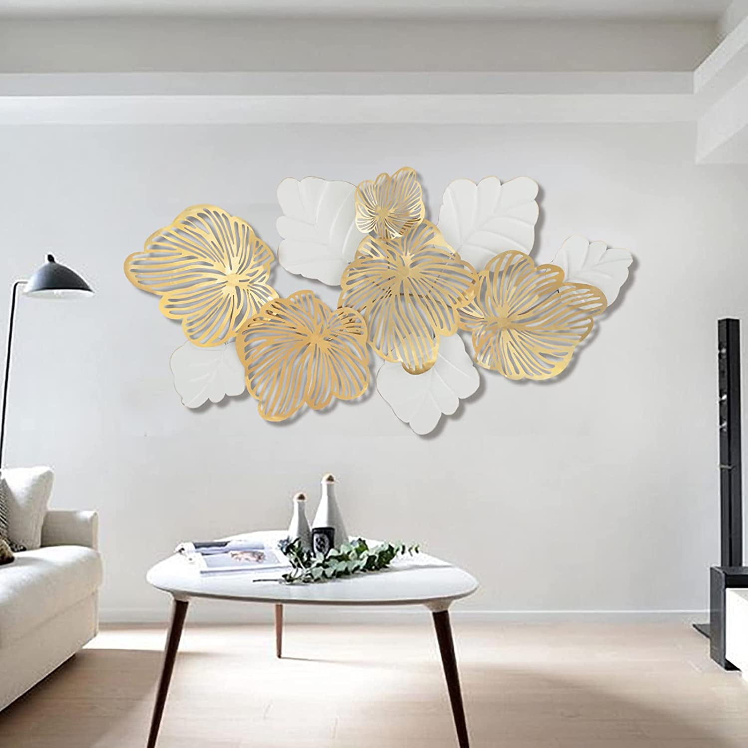 Miumaeov Metal Flower Wall Decor 3D Gold Ginkgo Leaf Decoration Modern