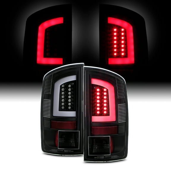 AKKON - Fits 2002-2006 Dodge Ram 1500 2003-06 2500/3500 LED Tube Black Tail Brake Lamp Light Housing - Pair