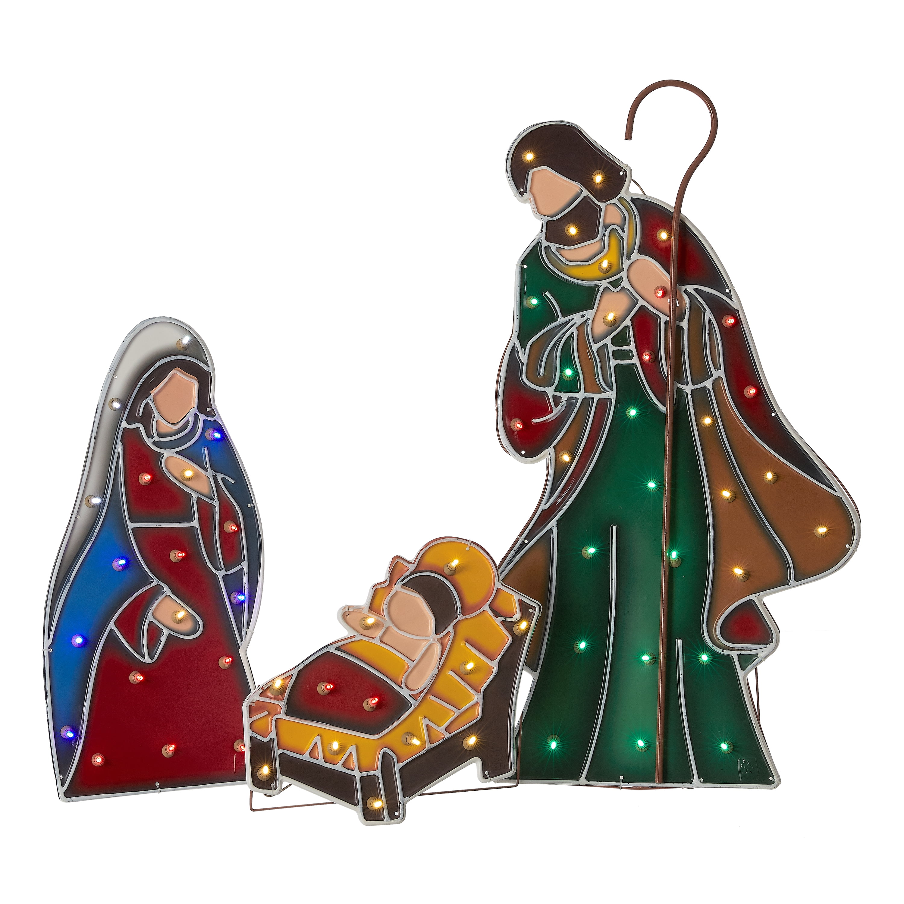 Holiday Time Metal-look Light-Up LED Nativity Scene Outdoor Christmas ...