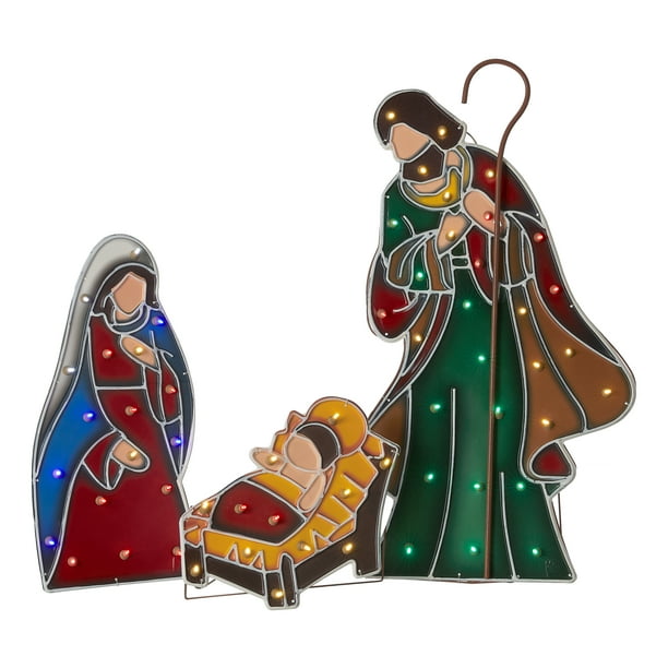 Holiday Time Metallook LightUp LED Nativity Scene Outdoor Christmas