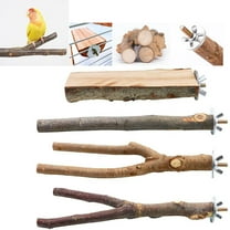 Bird Perch Bird Toys Natural Wood Parrot Perch Stand Branch Perch Platform Hammock Swing Toy for Macaws, Small Parakeets, Conures, Budgies, Finches 4PCS