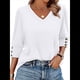 thumbnail image 5 of Blusas de 3/4 con Botones y Cuello en V para Mujer, Ropa Informal de Verano para Vacaciones de Playa, Ropa de Otoño 2025 XL, 5 of 10