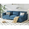 thumbnail image 3 of 107.8'' Blue Fabric L-Shaped Sofa with Movable Ottoman & Pocket Arms - Modern 3-Seater Couch for Living Room, Apartment, Office - Durable, High-Density Foam, 800lb Capacity, 3 of 11