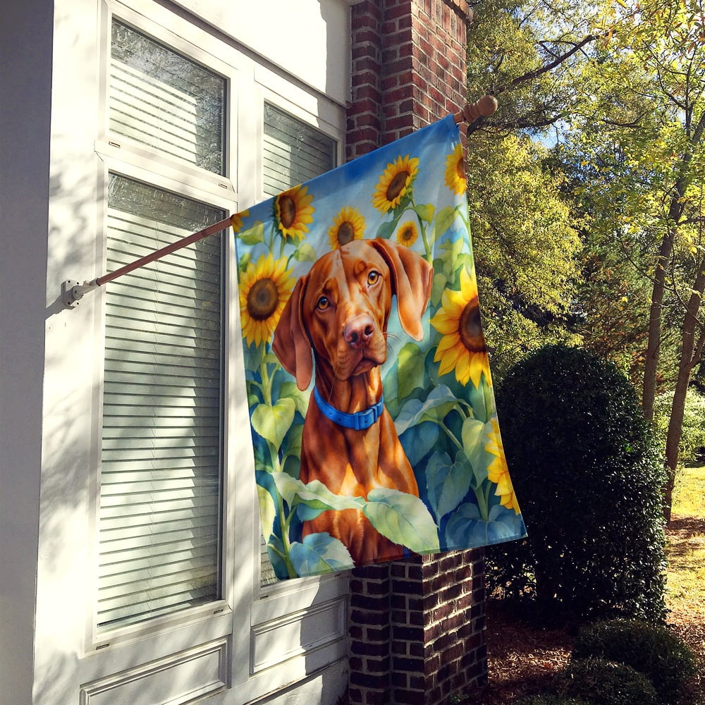 Yorkshire Terrier in Sunflowers House Flag