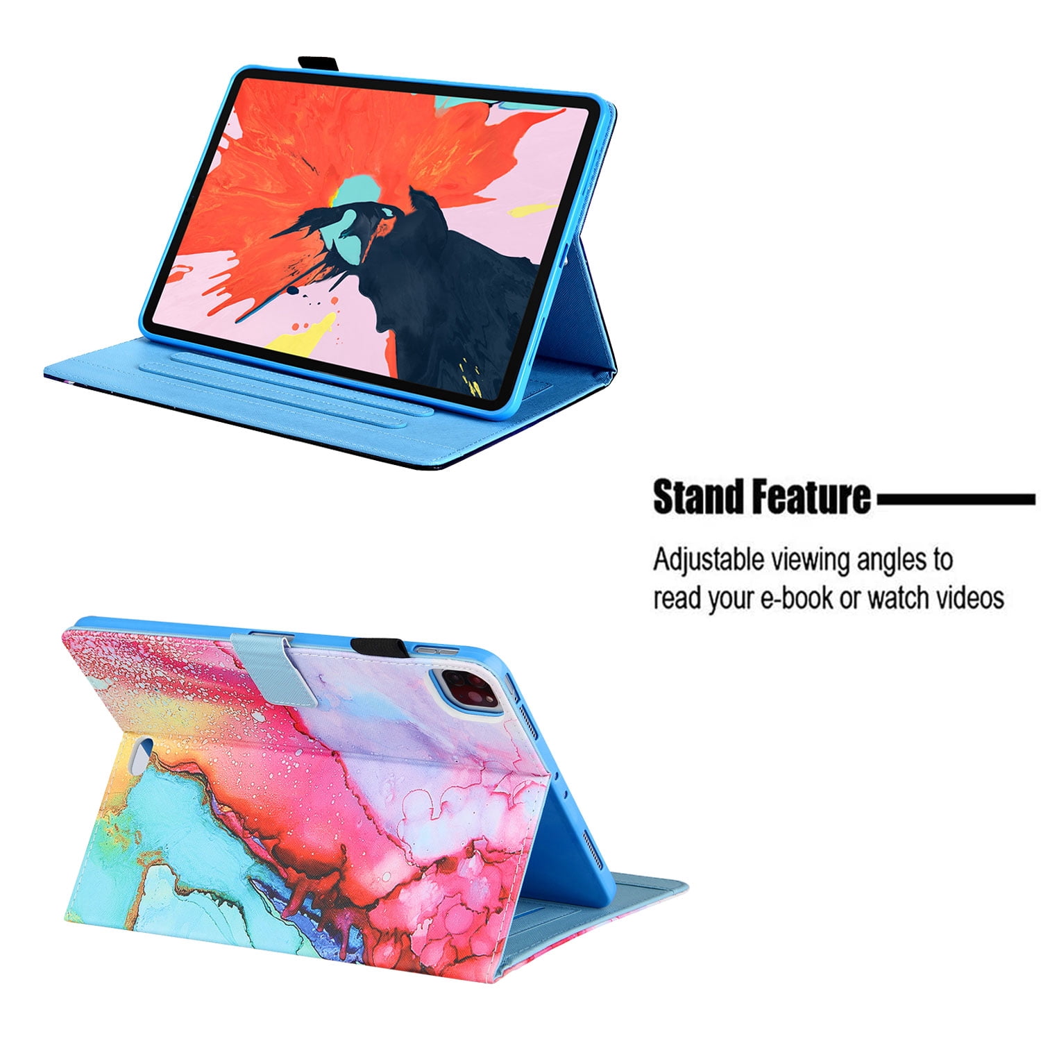 iPad Air 4th Gen Case 10.9", iPad Pro 11 Case 2021/2020/2018, Allytech PU Leather Slim Auto Sleep Wake Shockproof Kickstand Pencil Holder Case Cover for Apple iPad Air 4, iPad Pro 11,Colorful Painting