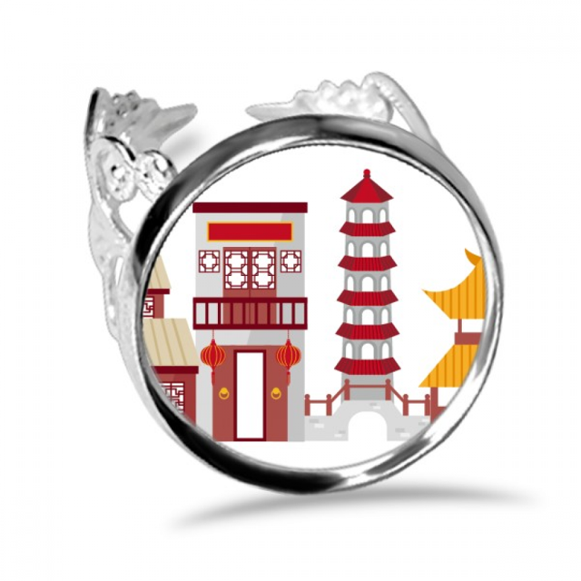 Chine Architecture Porte Chinoise Modèle Anneau Réglable Amour Mariage Fiançailles