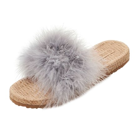 

Youmylove Women Slide Slippers Wool Slippers Platform-Bottomed Open Toe sandals Beach Walk Shoes Stylish Female Cozy Daily Walking