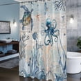 thumbnail image 6 of Sea Turtle Shower Curtain, Marine Life Corals Shell Starfish Octopus Ocean Waterproof Shower Curtain Set with 12 Hooks Lightweight Bath Curtains Fabric Bathroom Decor 72x72 Inches, 6 of 9