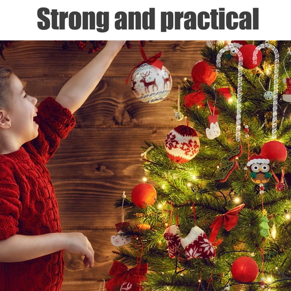 TEHAUX 36Pcs Clear Acrylic Candy Cane Ornaments for Christmas Tree Hanging Decorations and Holiday Decor