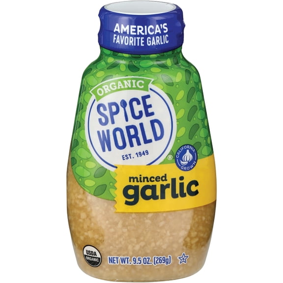 Pack Of 2 Spice World Organic Minced Garlic, 9.5 oz (Package May Vary)