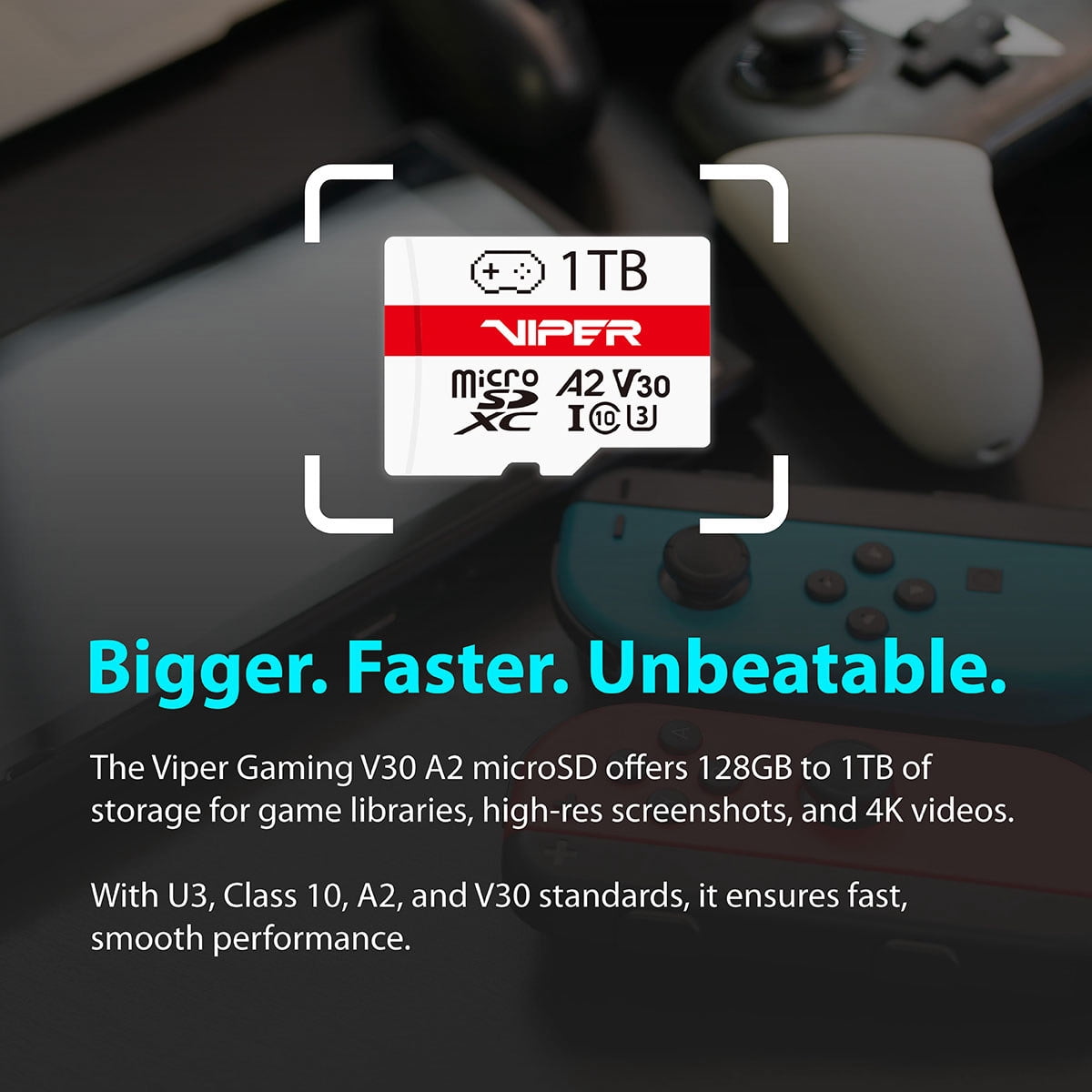 Viper Gaming Series 128GB Micro SDXC V30 A2 UHS-I U3 4K UHD Memory Card - PV128GGM32MCX