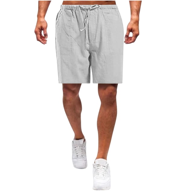 Shorts pour Hommes, Shorts en Lin avec Grande Poche, Demi-Shorts
