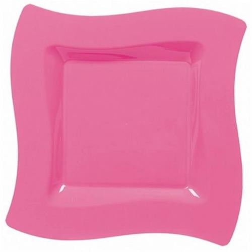 Amscan 434002. 103 Bright Pink Premium Plastic Wavy Square Dinner