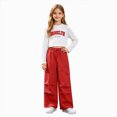 thumbnail image 3 of Girls 2-Piece Outfit Sets Long Sleeve Sweatshirt Shirts And Cargo Jogger Pants Outfits Girls Sets Kaprioy Girls Clothes Fall Winter, 3 of 9