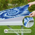 thumbnail image 6 of Blue White Tie Dye Spiral Pattern Square Fitted Tablecloth with Elastic Edge,Square Table Cover,Washable Elastic Table Cover for Home Kitchen Party Decor 34"x34", 6 of 6