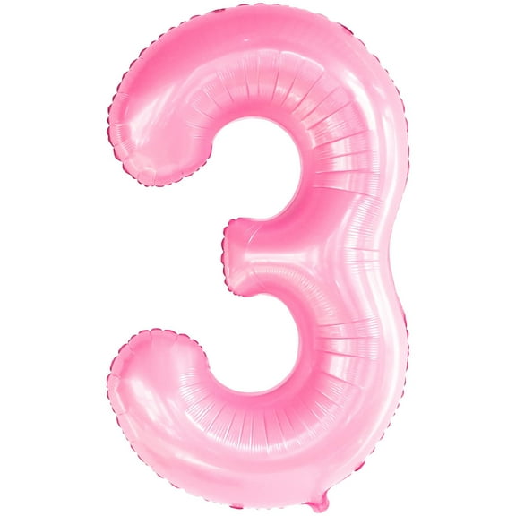 KatchOn, Large Pink Number 3 Balloon - 40 Inch | Mylar Foil Balloon For 3rd Happy Birthday Decorations | Pink Number 3 Balloon For 3rd Anniversary Decorations | Birthday Party Decoration