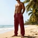 thumbnail image 4 of Ceisia Men's Lightweight Cotton Linen Pants Elastic Waist Drawstring Baggy With Four Large Pockets Pj Casual Wine M Gift, 4 of 9