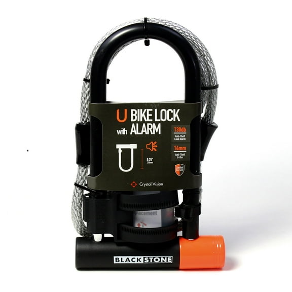 Blackstone Bike Lock with 130 dB alarm 14 mm Heavy Duty shackle and 52 inches 12 mm security cable