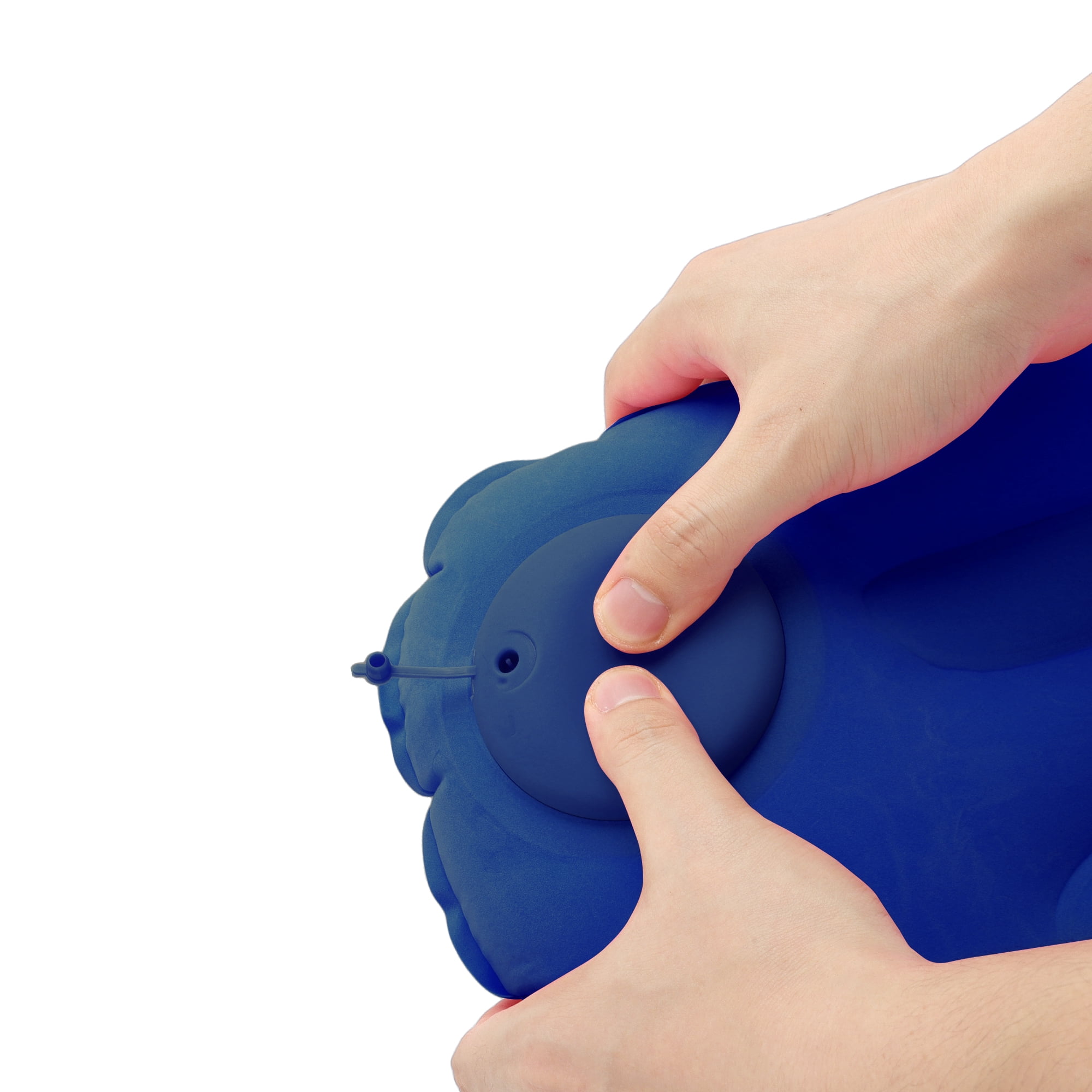 Unique Bargains Travel Pillow Press to Inflate Neck Pillow Blue 19.29"x12.6"