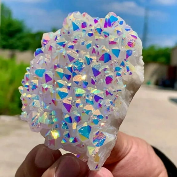 GKNET 60-80g Natural Quarz Electroplate Colorful Titanium Bismuth Crystal Cluster Gift