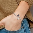 thumbnail image 4 of Sterling Silver Rhodium-plated 9-10mm Black and White Freshwater Cultured Pearl Flexible Cuff Bangle, 4 of 4
