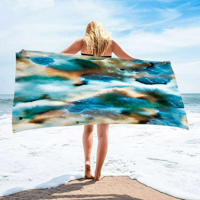 LSLJS Beach Towel Summer Beach Essentials Microfiber Beach Towel Super Lightweight Colorful Bath Towel Sandproof Beach Blanket Multi-Purpose Towel for Travel Swimming Pool 30x60 Inch Beach Towel