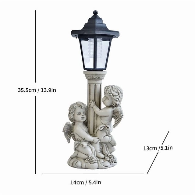 Solar Garden Light Roman Column Outdoor Porch Light Decorative Ornament 10 in Height With Built In Solar Panel And LED Bulb