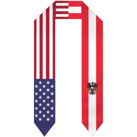 Emblem Austria Mix USA United States Flag Graduation Stole For International Student Stole Pride Cheers Shawls