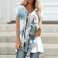 thumbnail image 2 of Tops de Mujer Elegantes Blusas Casuales Camisas de Moda Con Cuello en V Flor Suelta Pintura Camiseta de Manga Corta Blusa Superior Odeerbi  ODB156228, 2 of 5
