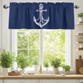 thumbnail image 2 of Coastal Valances for Windows, 54 x 18in, Illustration Anchor Rope Navy Blue Rod Pocket Kitchen Valance Curtain Light Filtering Window Treatments for Living Room Bedroom, 1 Panel, 2 of 7