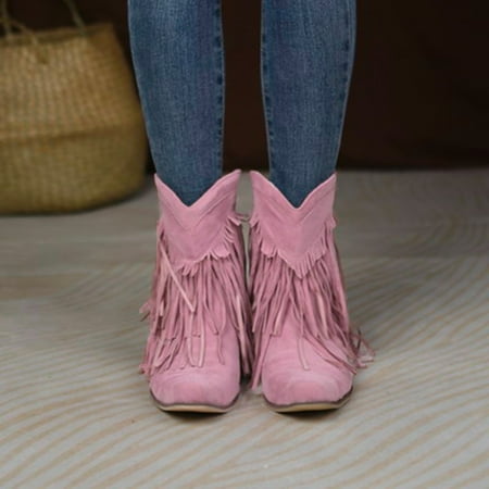 

Akiihool Womens Boots Western Boots Ladies Vintage Wide-calf Boots Western Boots Ladies Vintage Wide-calf Boot (Pink 9)
