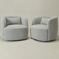 thumbnail image 6 of 34" Wide Gray Bouclé Swivel Barrel Accent Chairs, Set of 2 with Pillow, Modern Upholstered, 6 of 14