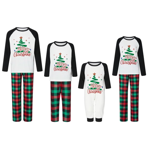 Pijamas navideños Fiomva para la familia, conjuntos navideños a juego para adultos y niños, conjunto de ropa de dormir familiar para Navidad en casa.