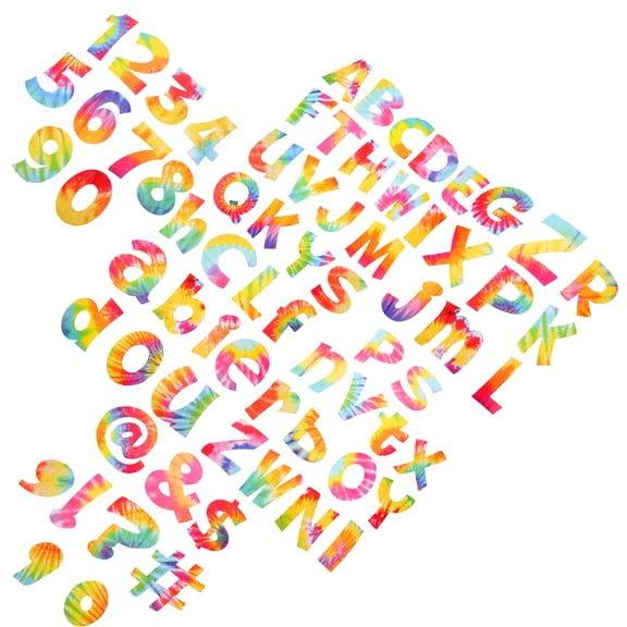 WEUVEB 72Pcs Assorted Color Tie-dye Letter Card Cutout Design for Classroom Decoration Bulletin Board Letters