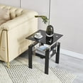 thumbnail image 4 of Unique Geometric Design Tempered Black Glass Sofa Table | Storage & Durable, 4 of 5