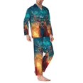thumbnail image 2 of KLL Celestial Stag Cosmic Glow Sleepwear Mens Flannel Pajamas,Long Cotton Pj Set, 2 of 7