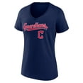 thumbnail image 2 of Women's Navy Cleveland Guardians Lockup V-Neck T-Shirt, 2 of 3