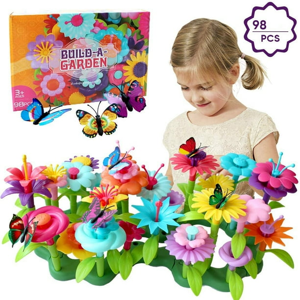 Flower Garden Building Toys for Girls, 98 PCS Gardening Pretend Gift for Kids, Children's day