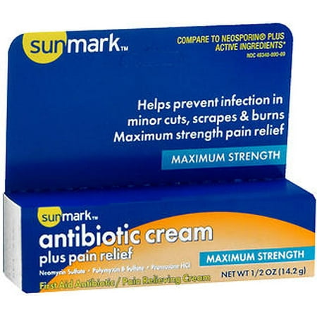 Sunmark Antibiotic Cream Plus Pain Relief - 0.5