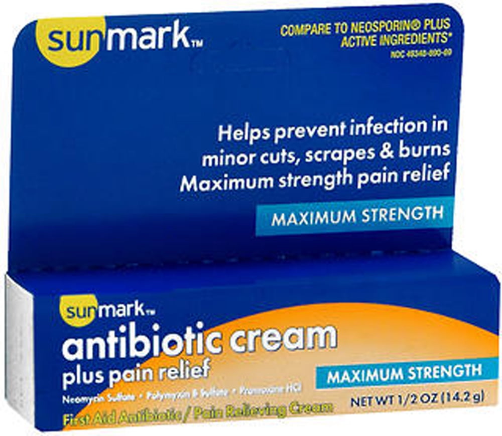 Sunmark Antibiotic & Pain Relief Cream, 0.5 Oz