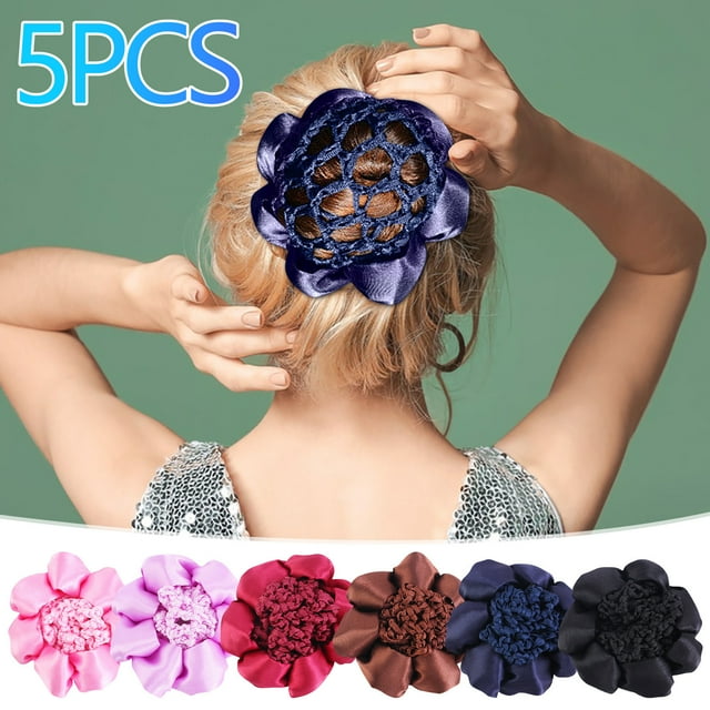 Dvkptbk Cinq Résille Filet à Cheveux pour Cheveux Ronds Filet en Satin Dentelle pour Danseurs Filet à Cheveux pour le Personnel de Banque et les Infirmières 5 Pcs