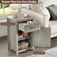 thumbnail image 4 of Farmhouse End Table, 30” Rustic Nightstand with Drawer and Storage Cabinet, Wood Sofa Side Bedside Table with Adjustable Shelf for Living Room, Bedroom, Grey, 4 of 7