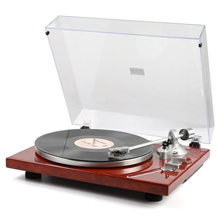 RetroAudio Turntable Vinyl Player Support 33 1/3&45 RPM Speed with Advanced Magnetic Cartridge&Counterweight,Wine Red