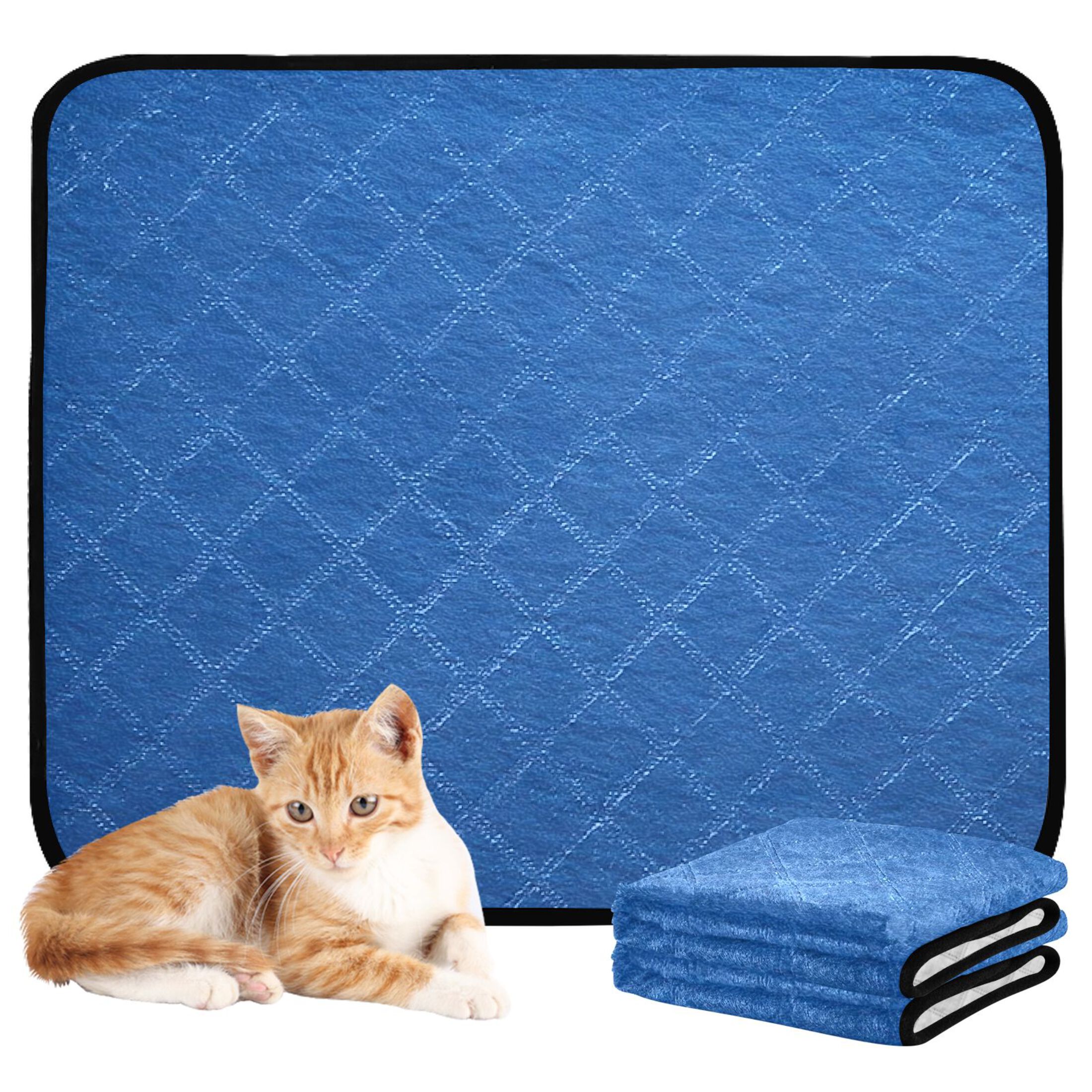 IAUYY Washable Pee Pads for Dogs Smallx3 Absorbent and Leak-Proof Non-Slip Reusable Puppy Pee Pads for Dogs Applicable to Playpen Potty Crate Blue Paper Texture