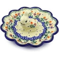 thumbnail image 1 of Polish Pottery 9-inch Egg Plate (Spring Flowers Theme) Hand Painted in Boleslawiec, Poland + Certificate of Authenticity, 1 of 6