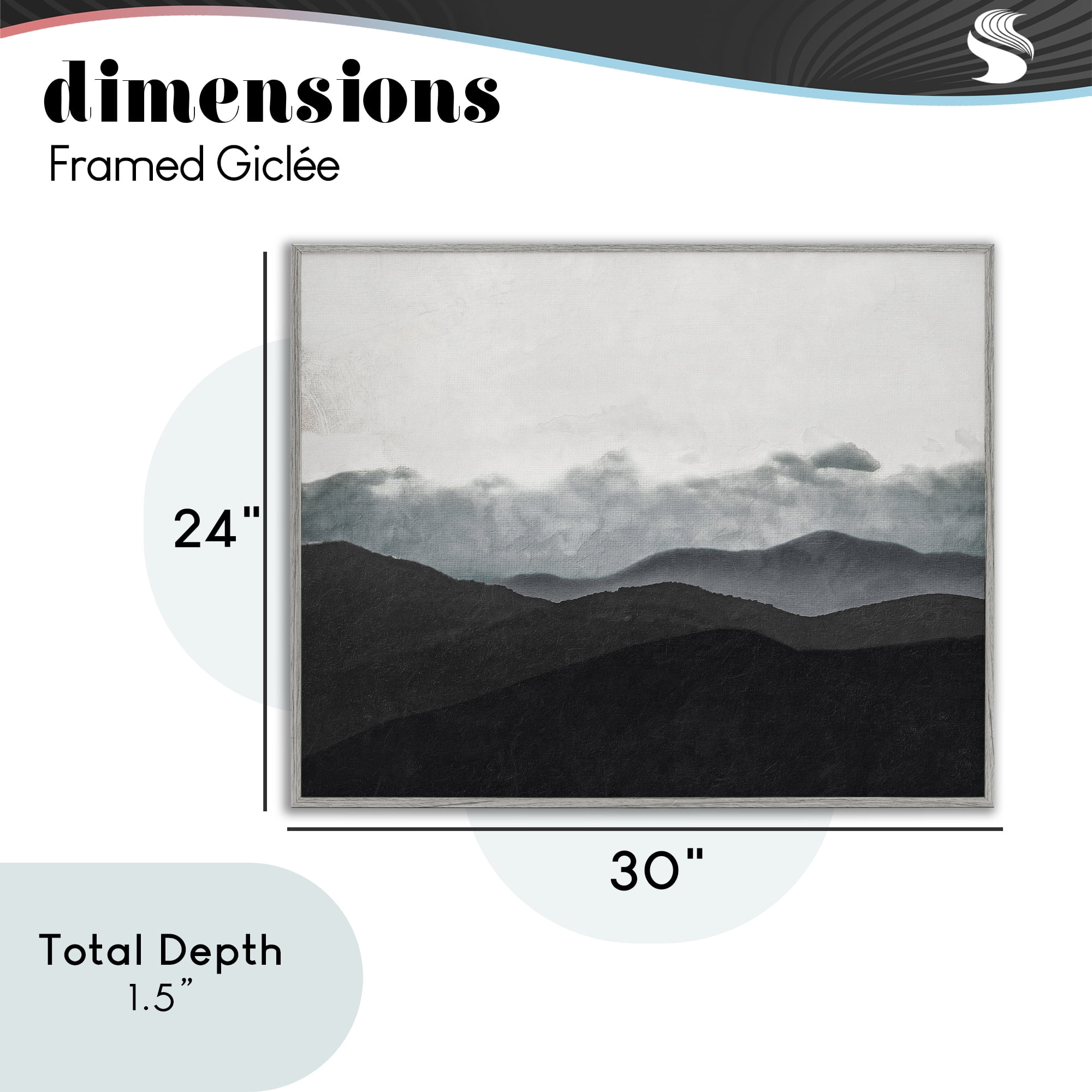 Stupell Industries Layered Foggy Hills Gray Framed Giclee Art, design by Elizabeth Medley